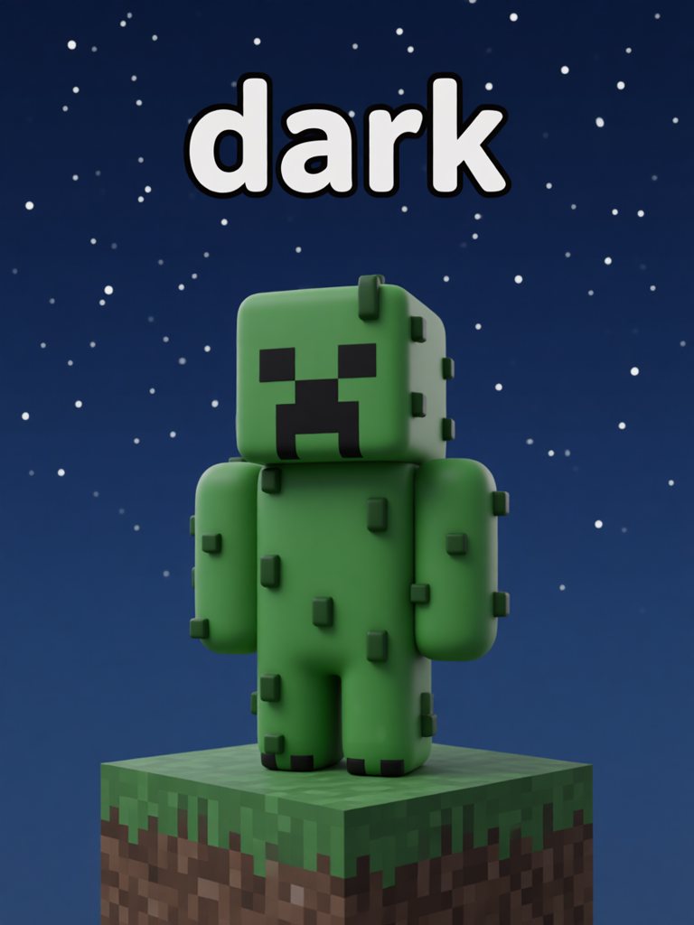 dark 单词卡插画