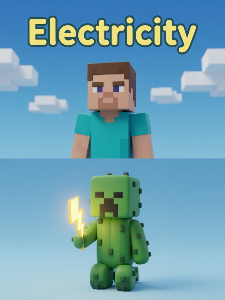 electricity 单词卡插画