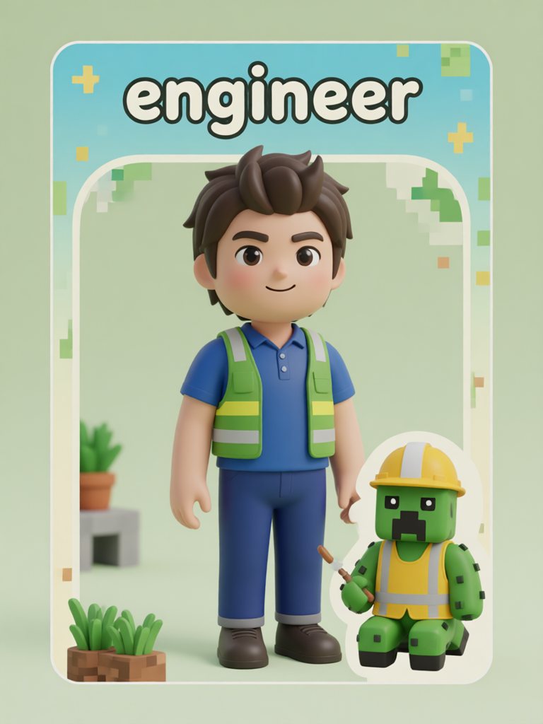 engineer 单词卡插画