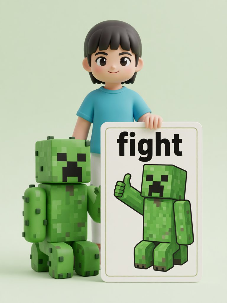 fight 单词卡插画