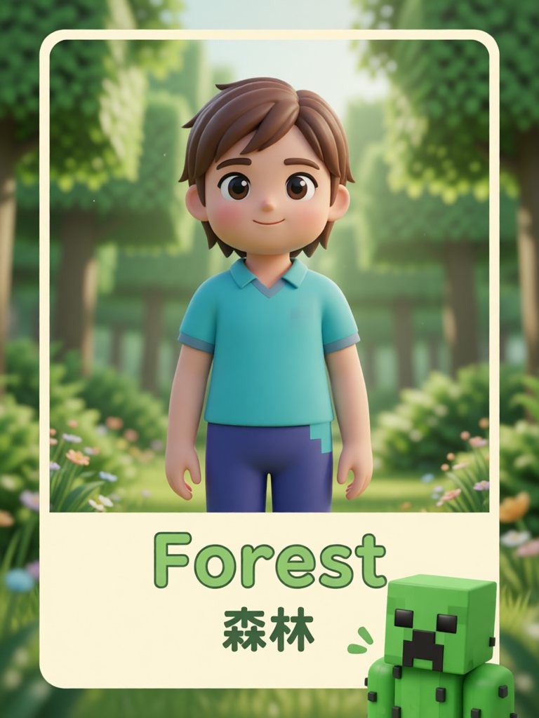 forest 单词卡插画