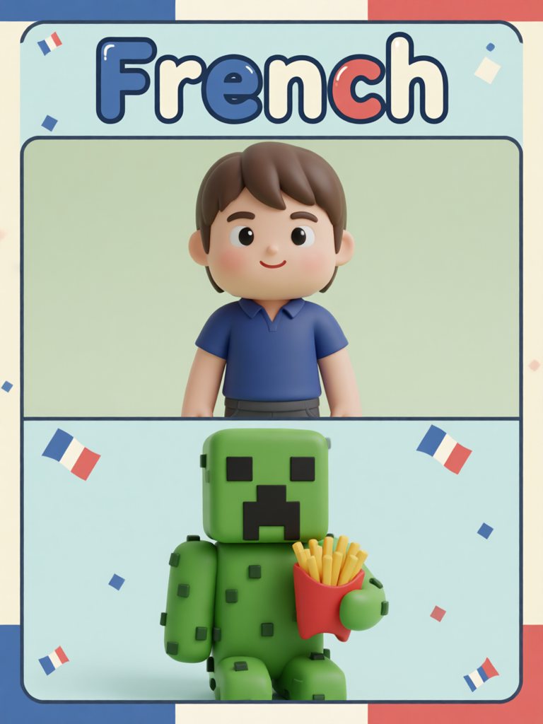 French 单词卡插画