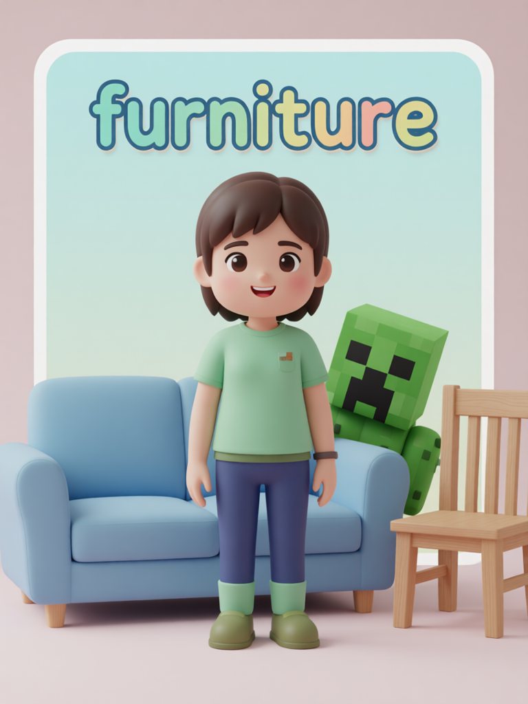 furniture 单词卡插画