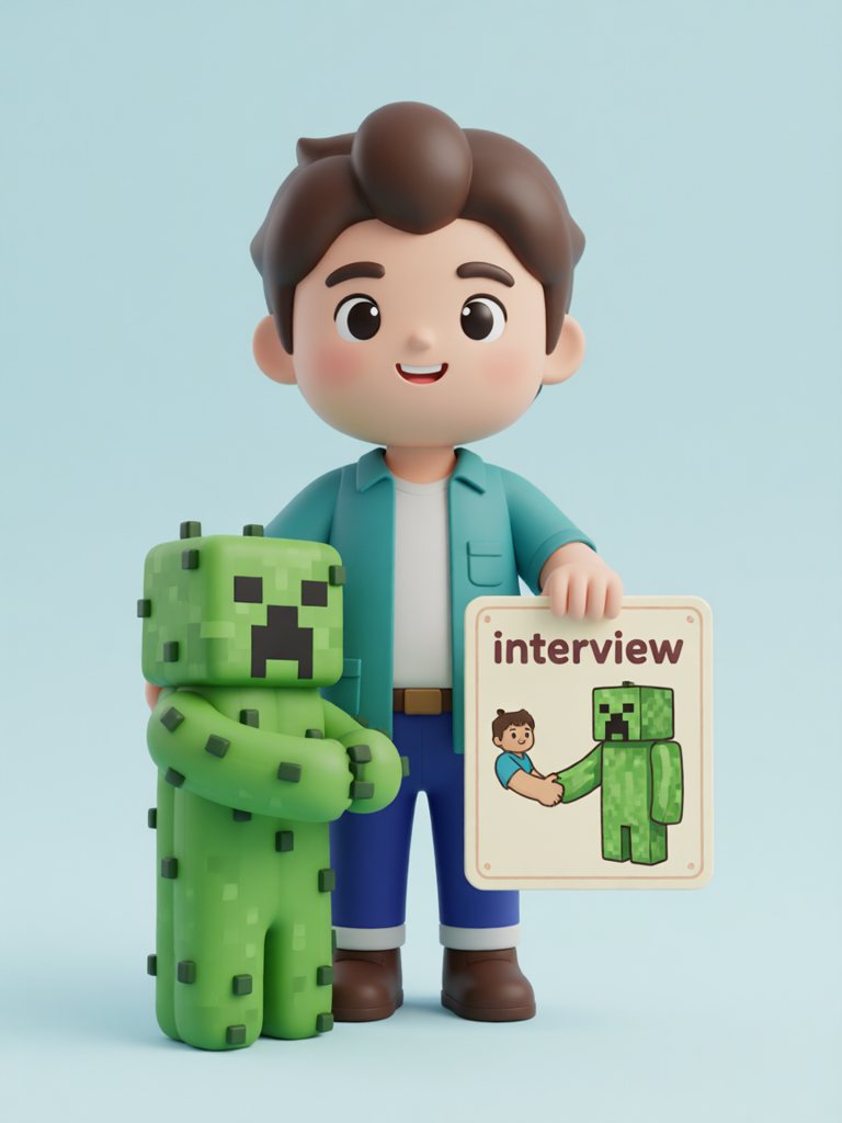interview 单词卡插画