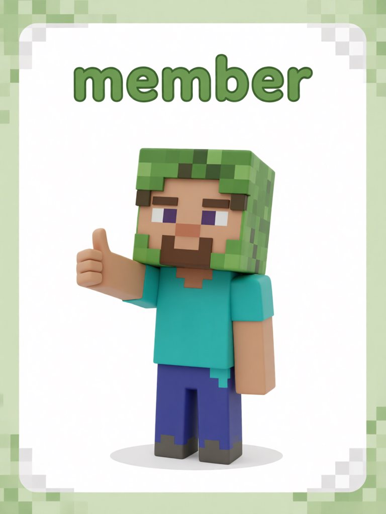 member 单词卡插画