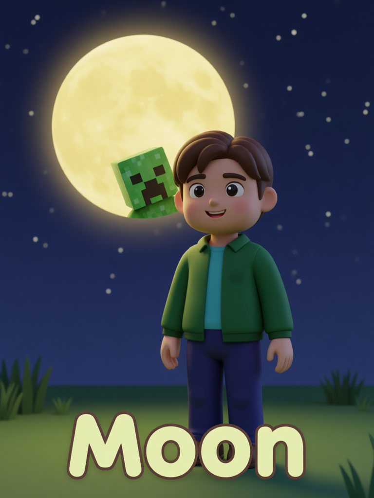 moon 单词卡插画