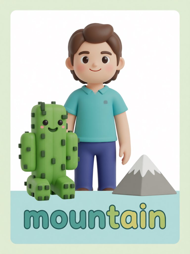 mountain 单词卡插画