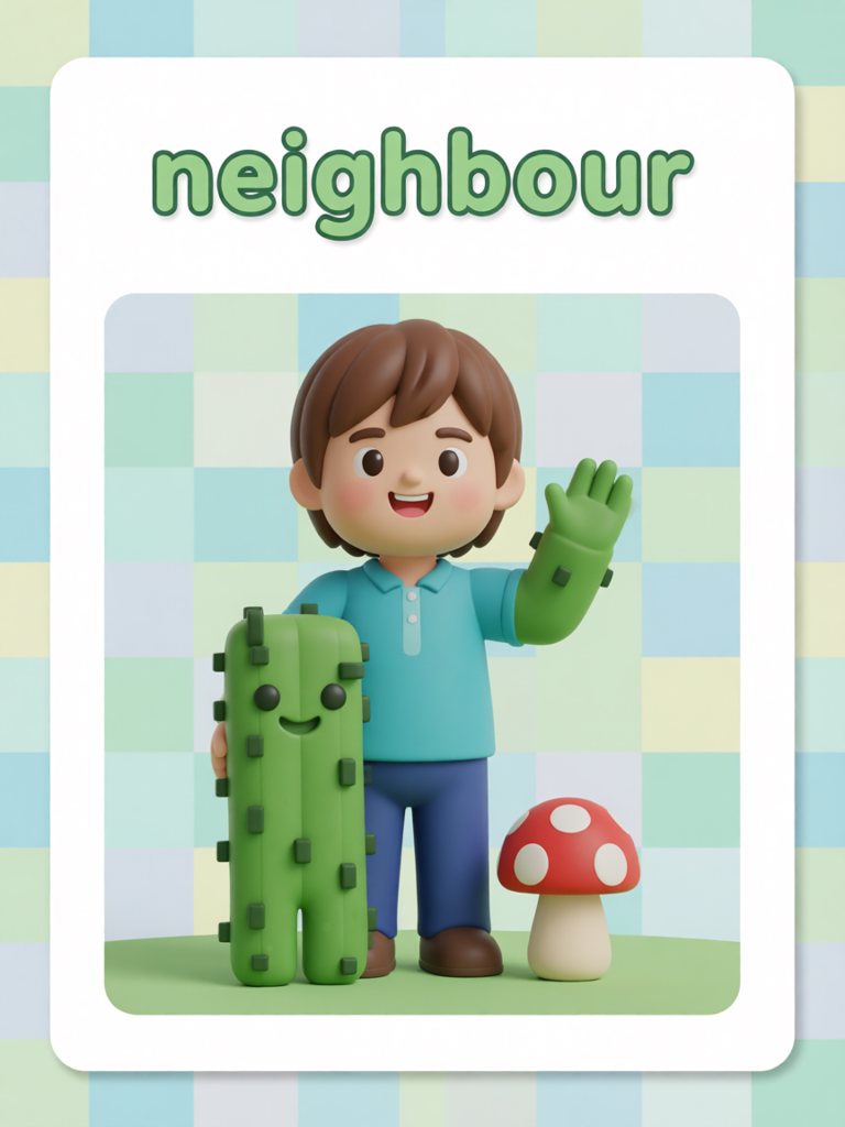 neighbour 单词卡插画