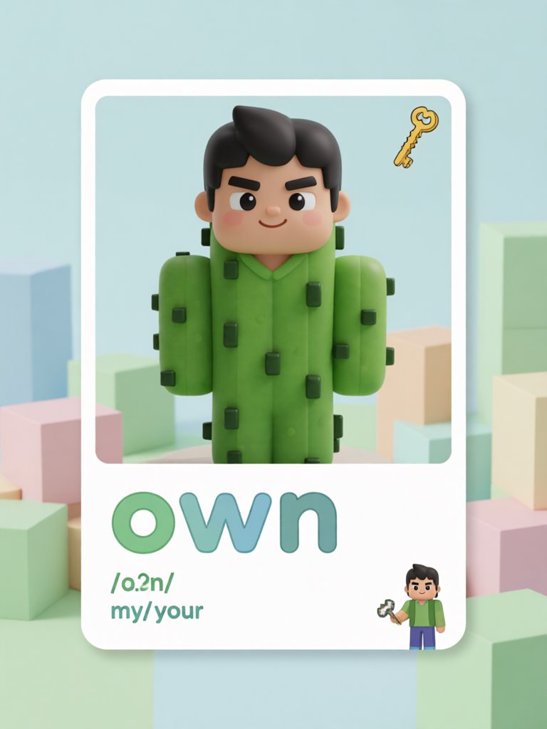 own 单词卡插画