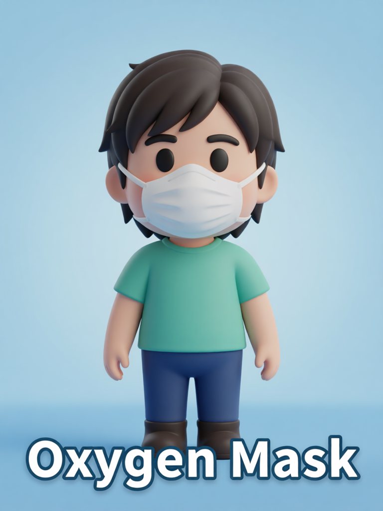 oxygen mask 单词卡插画