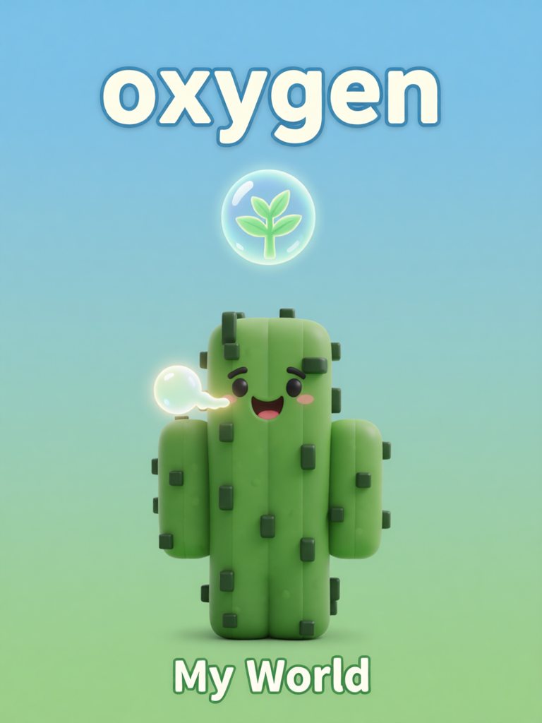 oxygen 单词卡插画