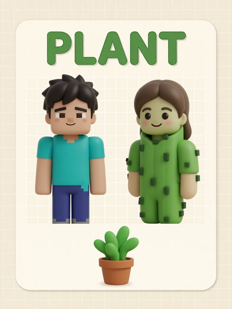 plant 单词卡插画