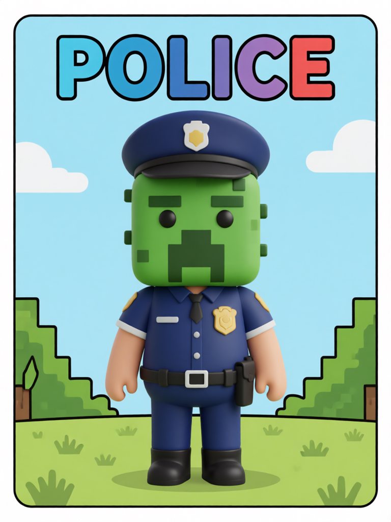 police 单词卡插画