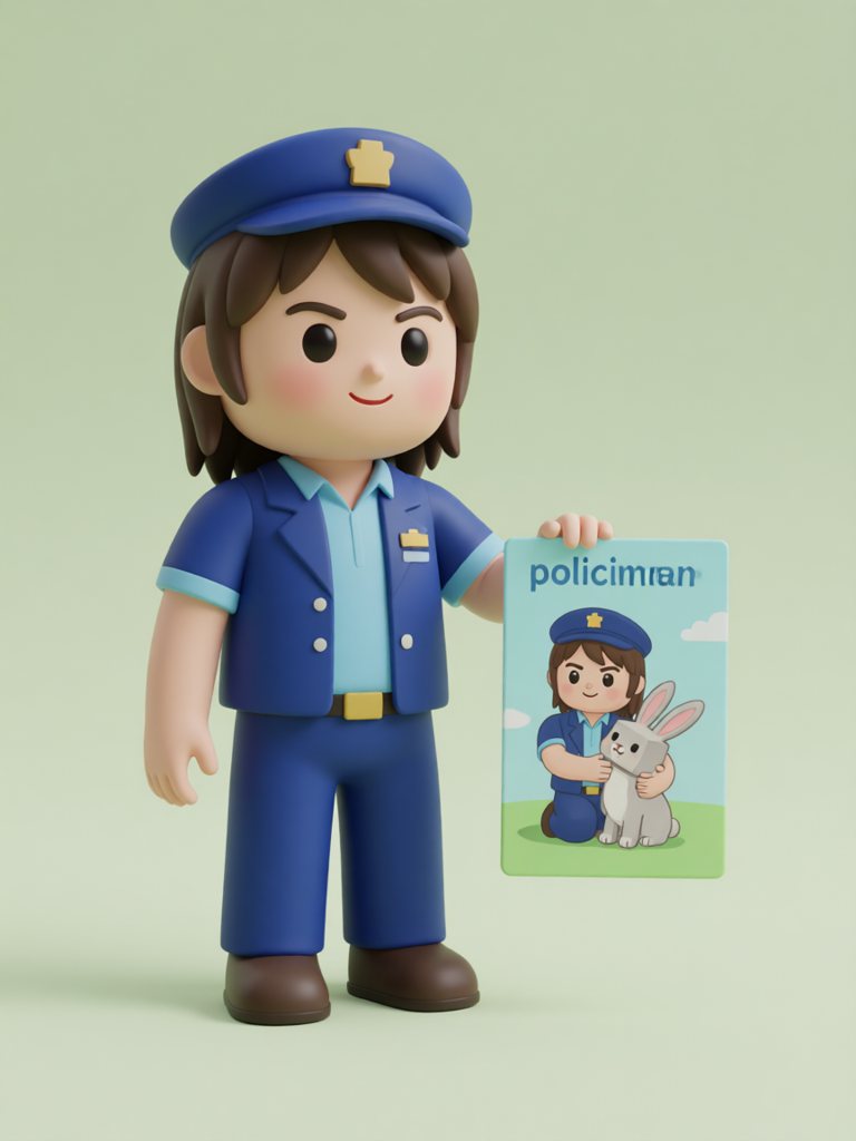 policeman 单词卡插画