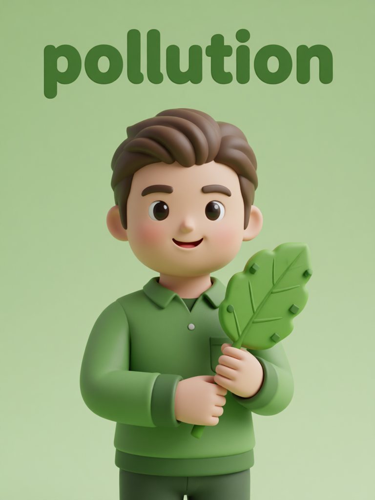 pollution 单词卡插画