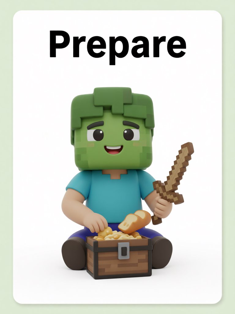 prepare 单词卡插画