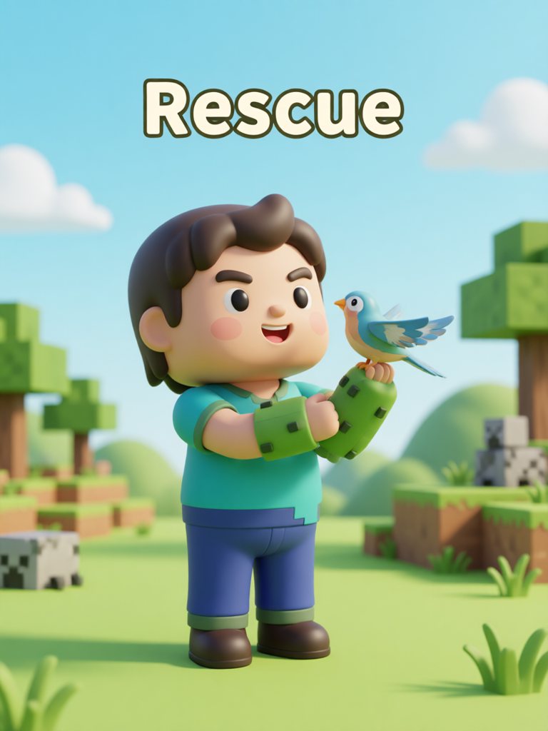 rescue 单词卡插画