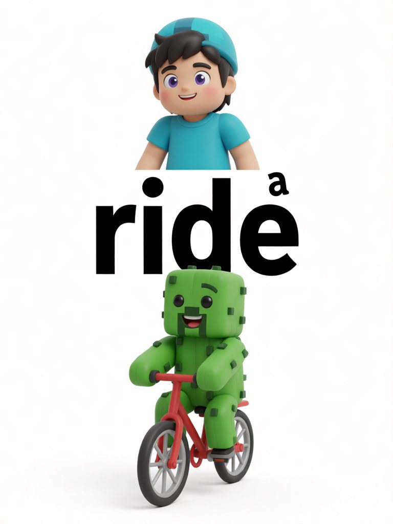ride 单词卡插画