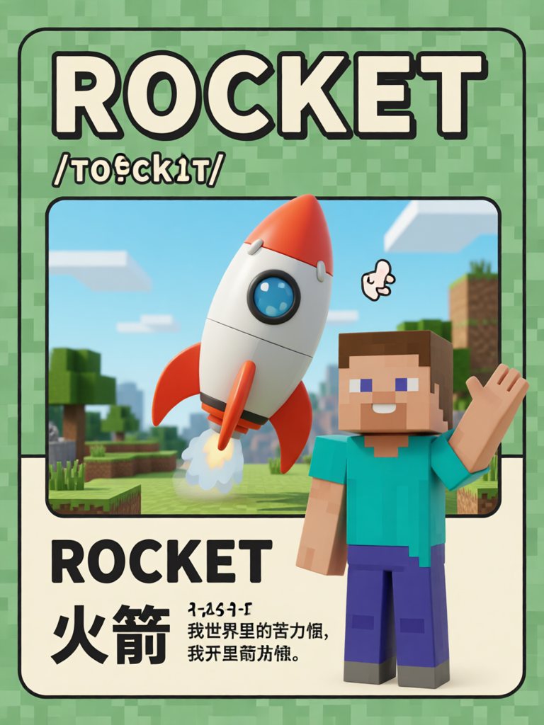 rocket 单词卡插画
