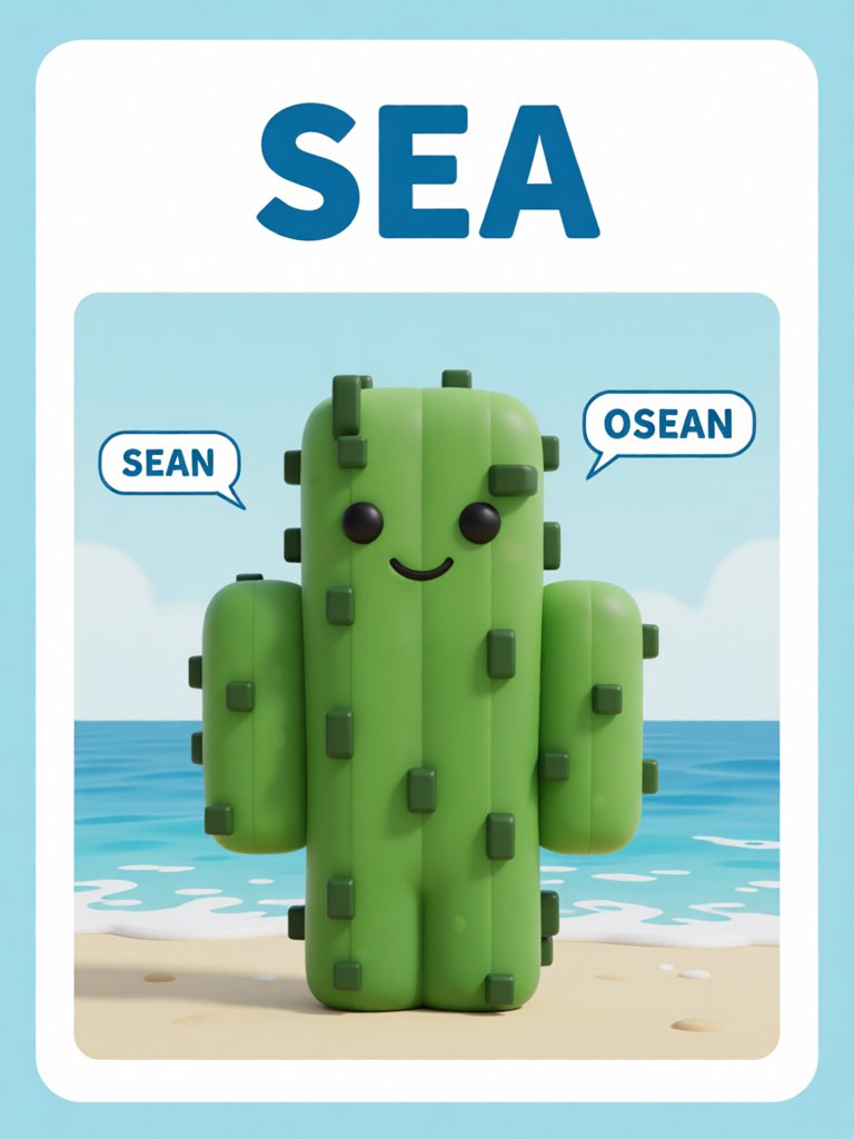 sea 单词卡插画
