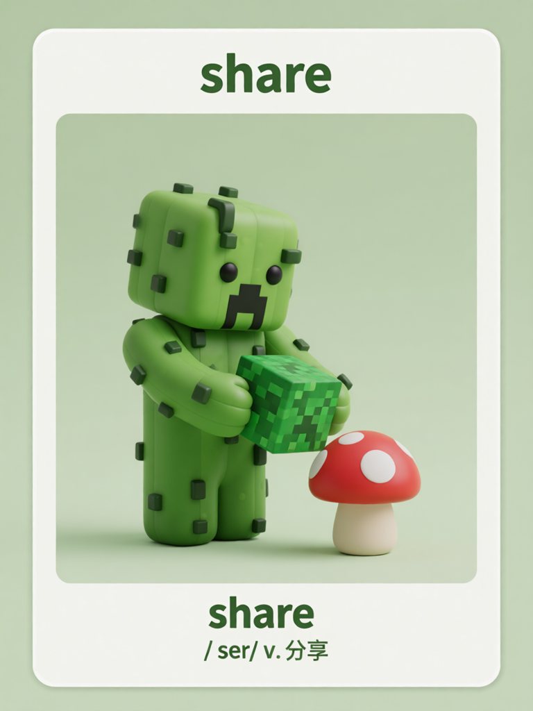 share 单词卡插画