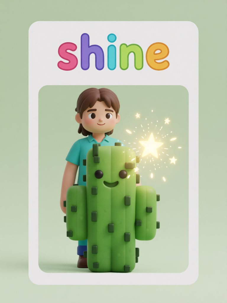 shine 单词卡插画