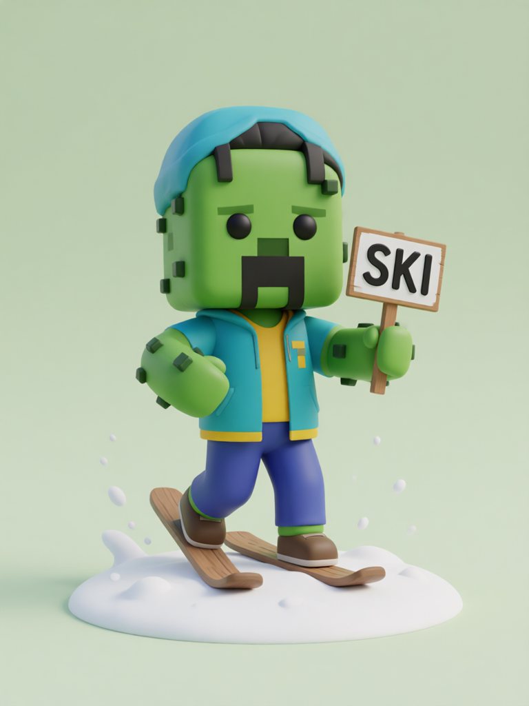 ski 单词卡插画