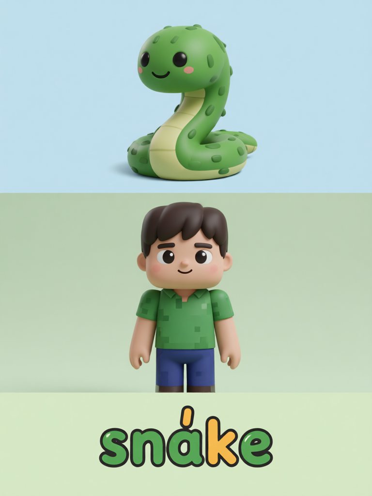 snake 单词卡插画