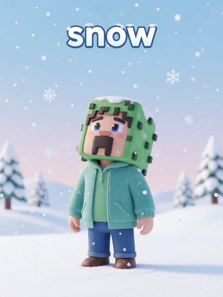 snow 单词卡插画