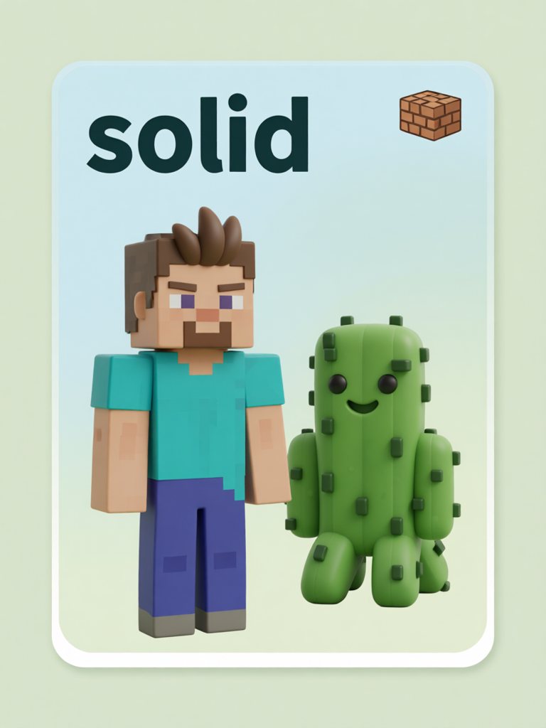 solid 单词卡插画
