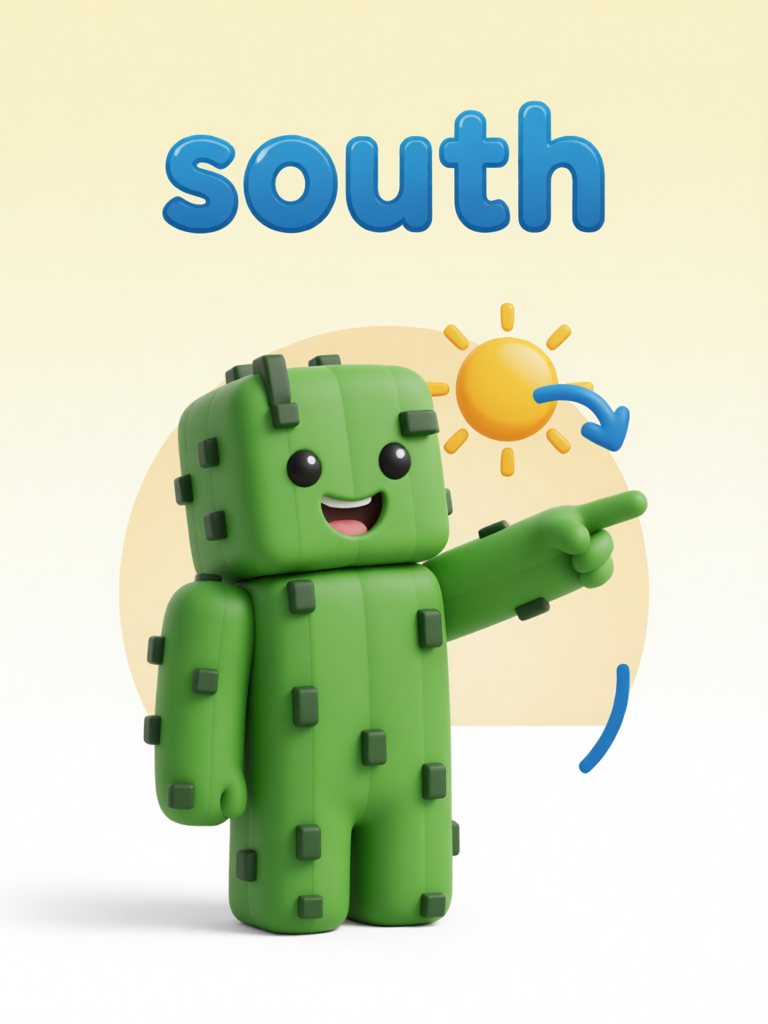 south 单词卡插画