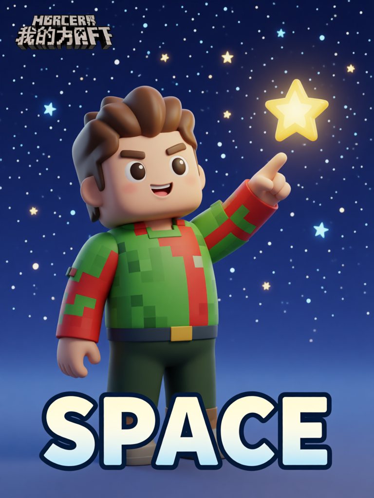 space 单词卡插画