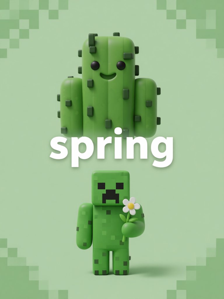 spring 单词卡插画