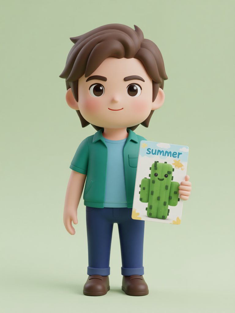 summer 单词卡插画