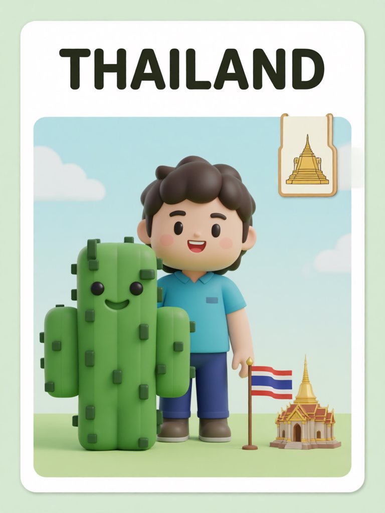 Thailand 单词卡插画