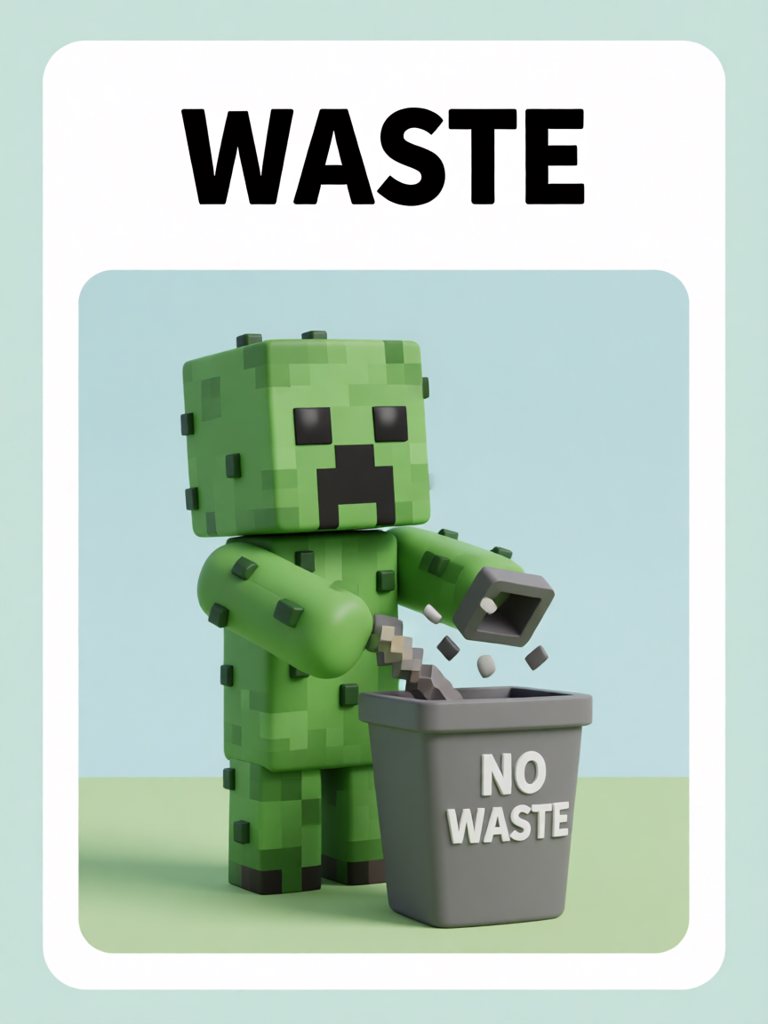 waste 单词卡插画