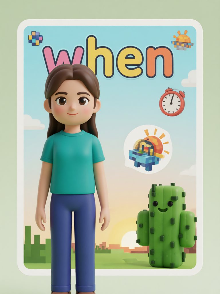 when 单词卡插画
