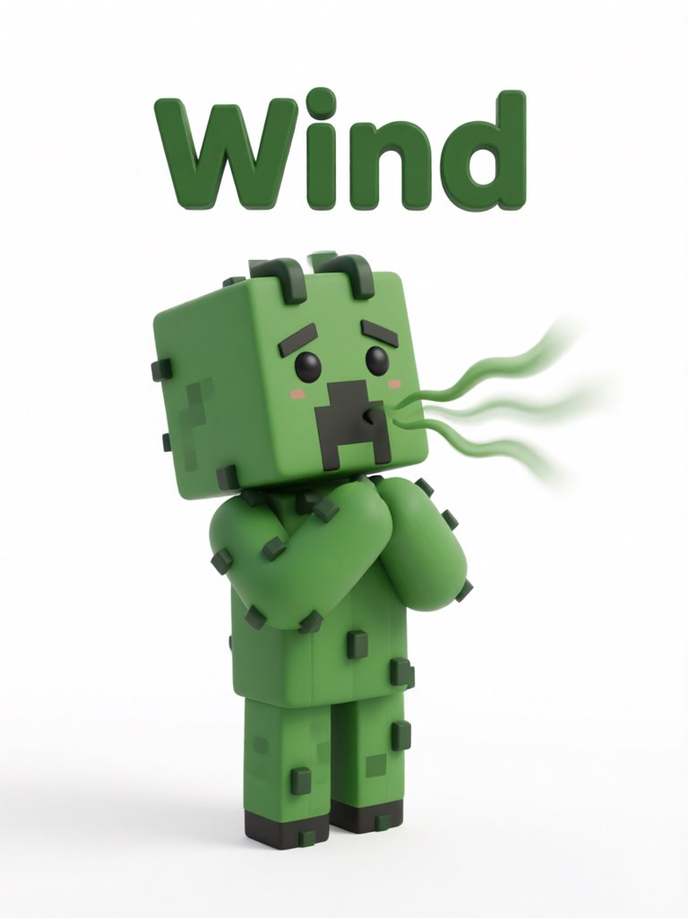 wind 单词卡插画