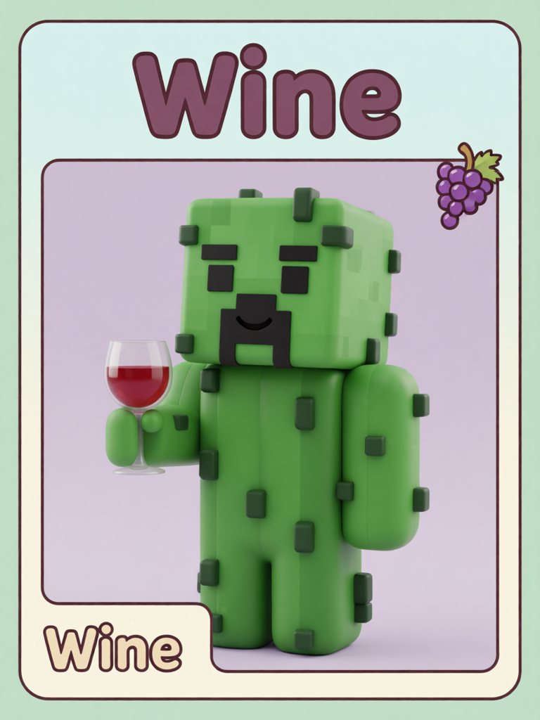 wine 单词卡插画